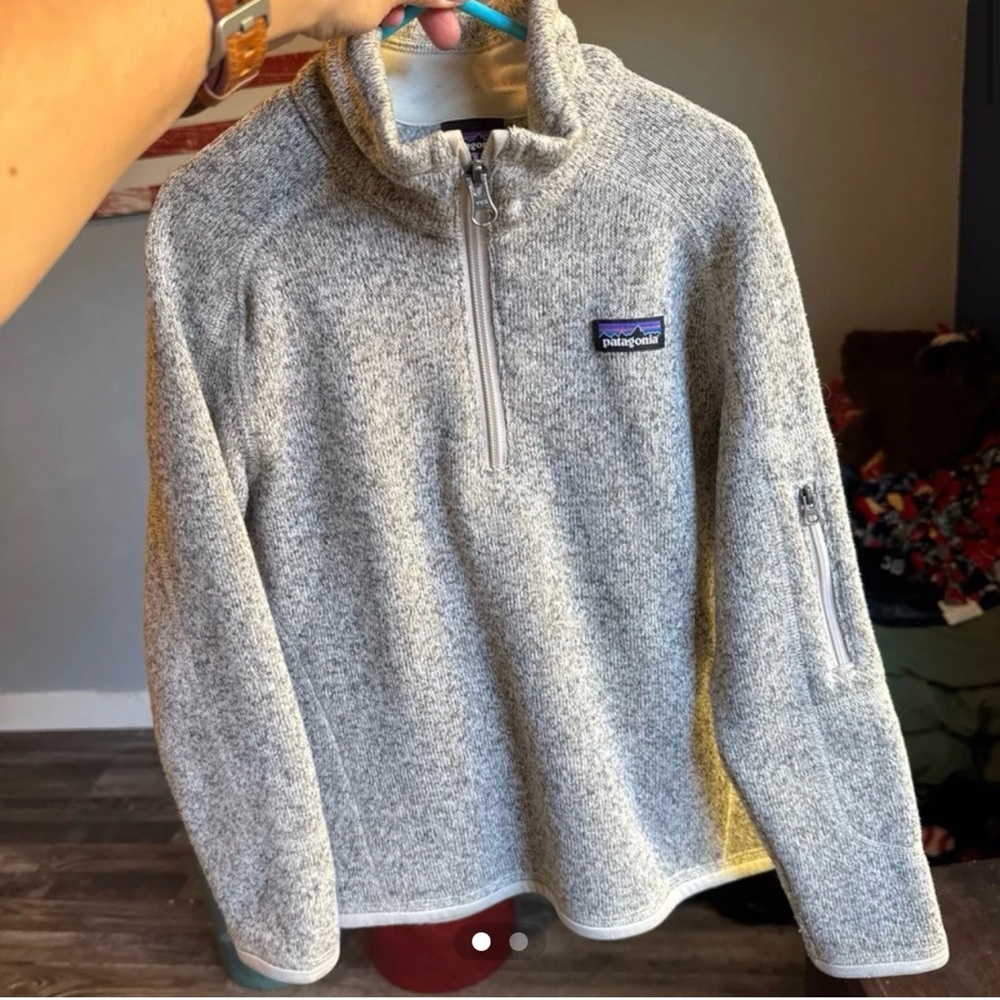 Patagonia Kids' Half-Zip Sweater in Light Gray